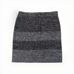 Loft Skirt Short Mini Knit Womens Size M Gray Heather Striped Black